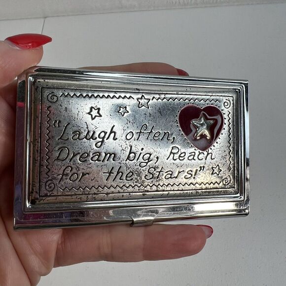 Brighton Joyful Heart Business Card Case Holder Laugh Dream Silver Plated - Picture 4 of 11